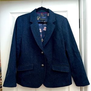 Talbots Dark Blue Blazer - Aberdeen Wool - Size 14 - adorable details!